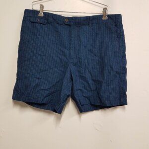 Banana Republis Linen Blend Shorts Mens 36 Slim Fit Navy Cream Stripe 621958 NEW